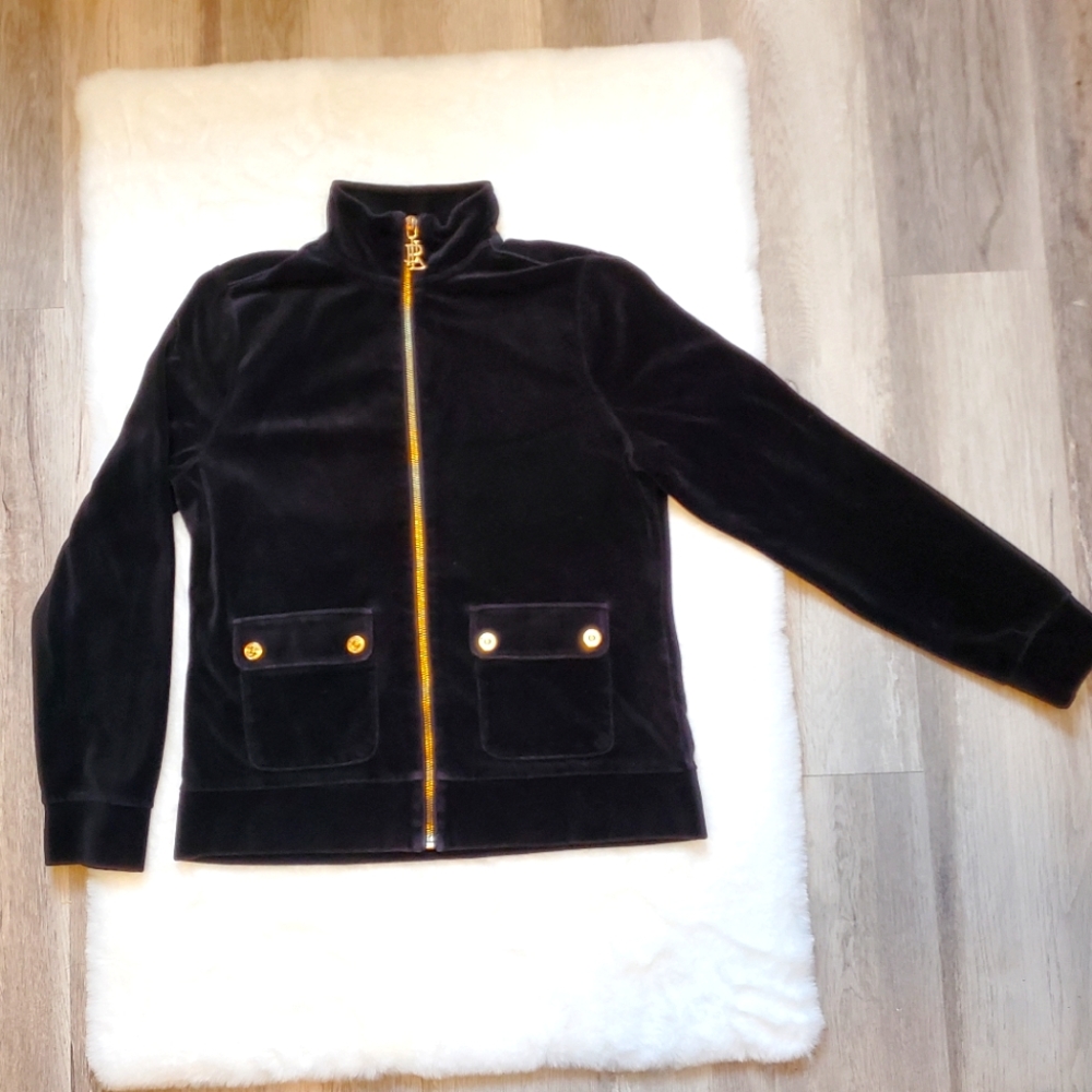 Ralph Lauren Black Velour Jacket Petite Medium